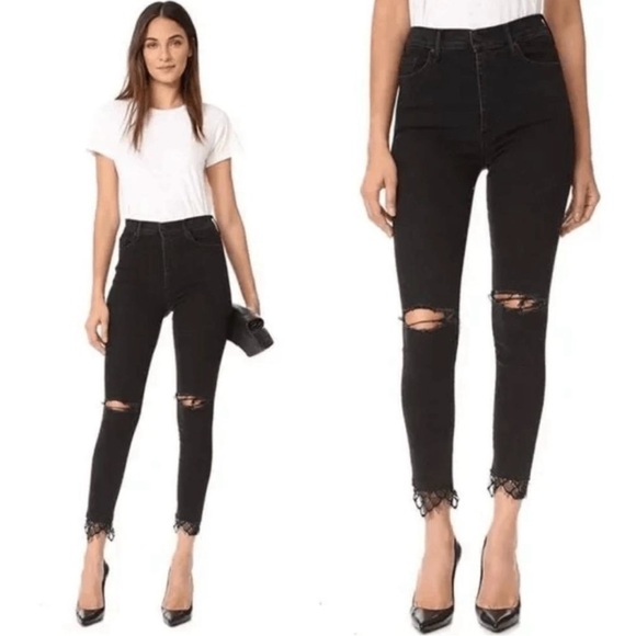 Mother The Swooner Dagger Ankle Fray Jeans in Baa Baa Black Sheep Size 26 - Picture 3 of 16